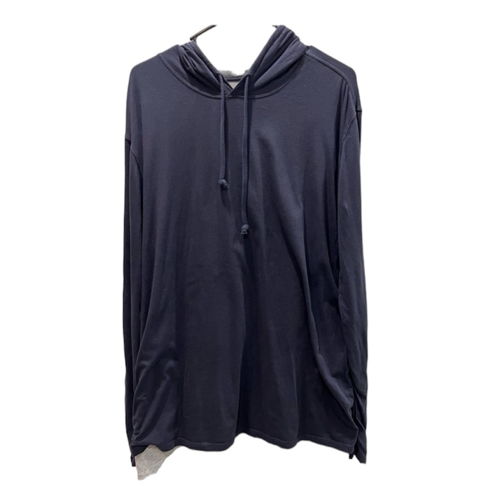 VINCE Men's Navy and Grey Two Layer Hoodie Sweatshirt - Size XL